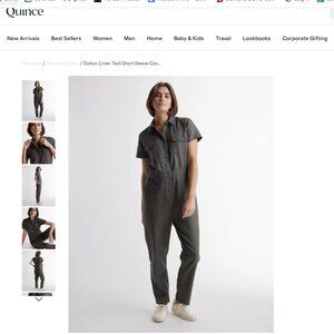 Quince Cotton Linen Twill Utility Jumpsuit in Charcoal Gray XL